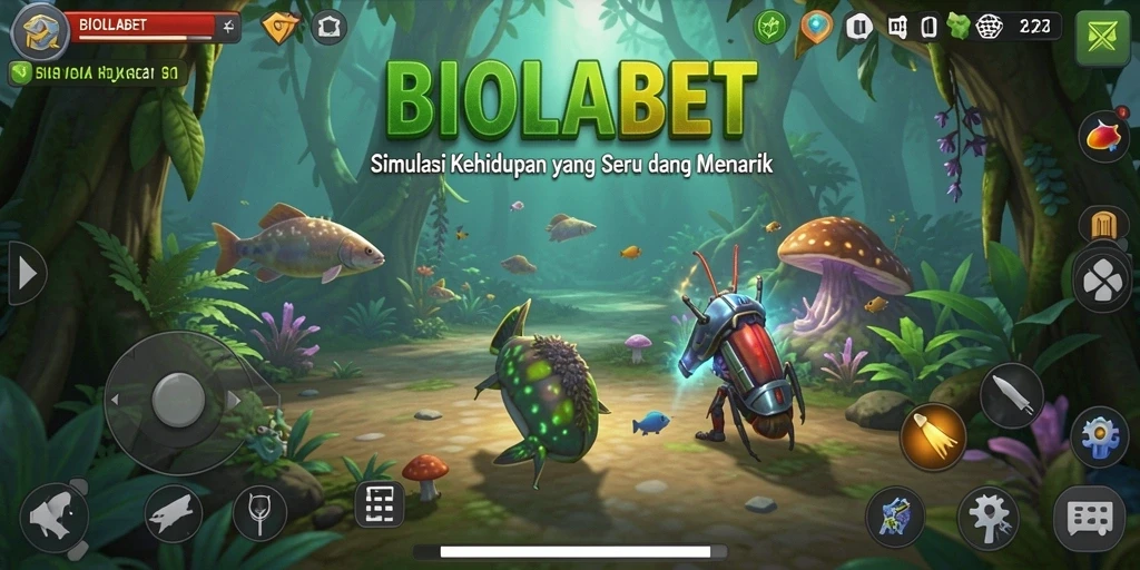Screenshot utama BIOLABET menunjukkan gameplay yang menarik dan interaksi karakter.