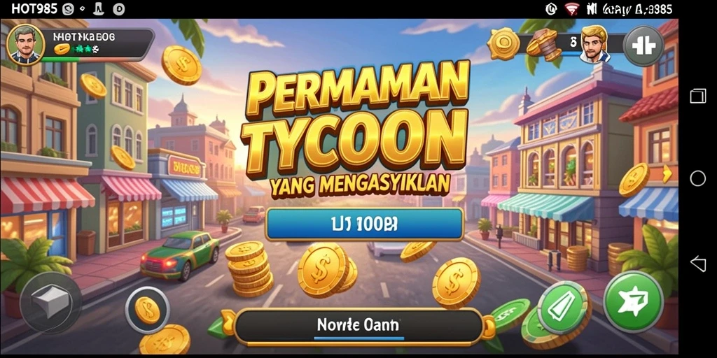 Screenshot dari gameplay HOT985 menunjukkan manajemen bisnis yang seru dan interaktif.
