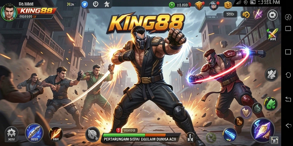 Tampilan seru gameplay KING88 dengan aksi laga yang mendebarkan.
