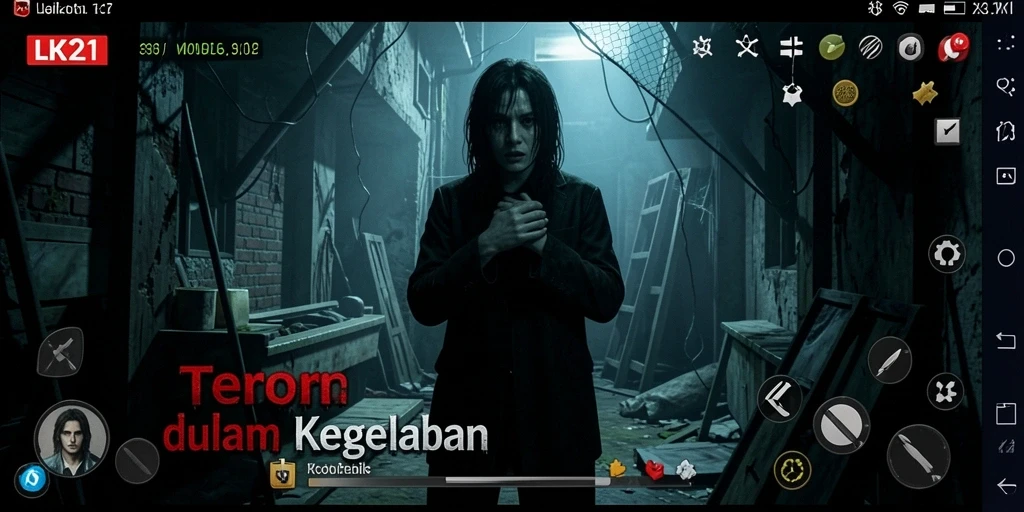 Screenshot gameplay LK21 yang menampilkan atmosfer menyeramkan.