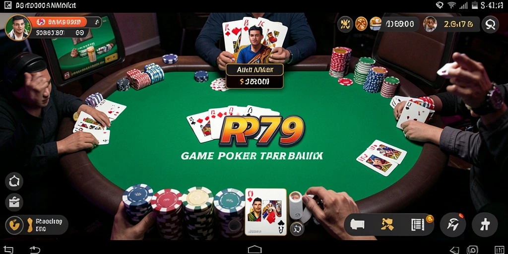 Screenshot gameplay RP79 yang menunjukkan suasana permainan Poker yang seru.